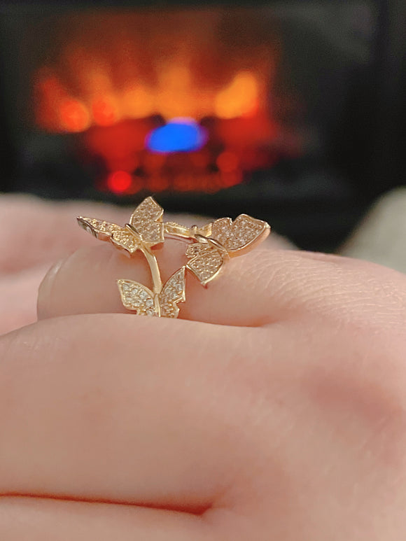 3D Gold Butterfly Ring